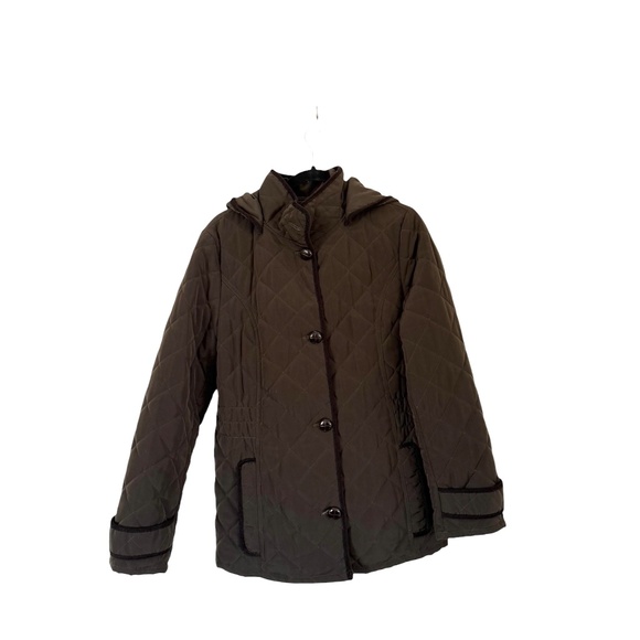 ESPRIT quilted barn jacket with removable hood size L vintage - Picture 13 of 13